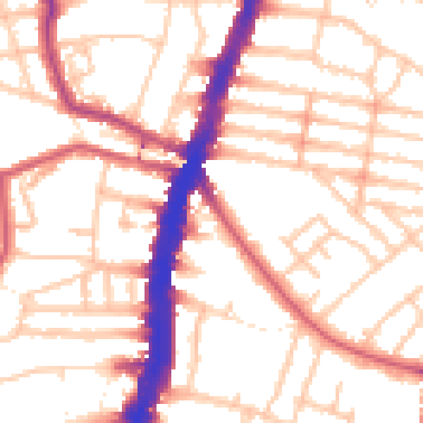 Daytime road noise heatmap for SW16 2PQ