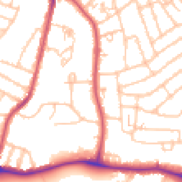 Daytime road noise heatmap for SW16 2QJ