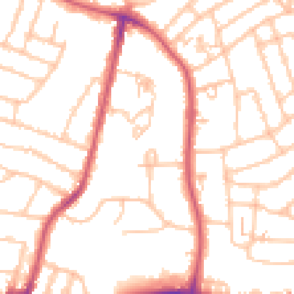 Daytime road noise heatmap for SW16 2QZ