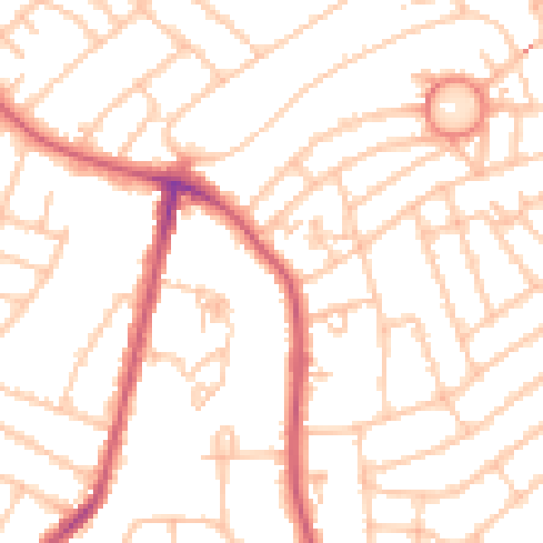 Daytime road noise heatmap for SW16 2RQ