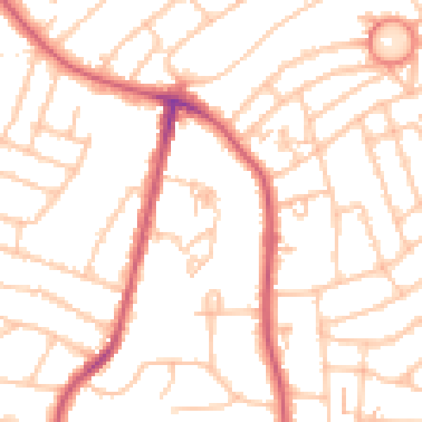 Daytime road noise heatmap for SW16 2TF