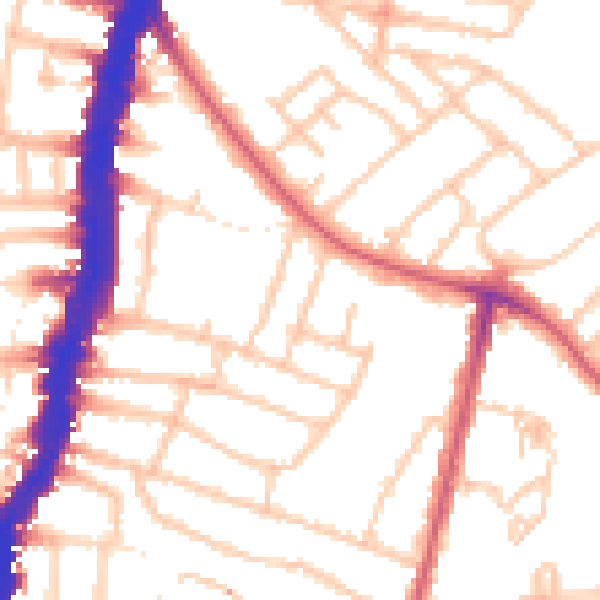 Daytime road noise heatmap for SW16 2TX