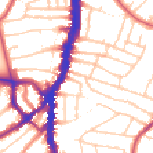Daytime road noise heatmap for SW16 2UH