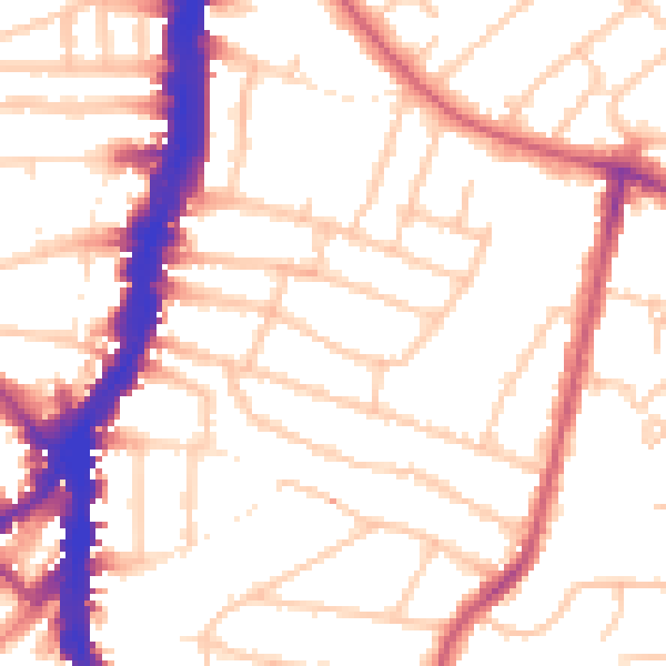 Daytime road noise heatmap for SW16 2UU