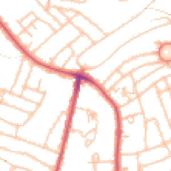 Daytime road noise heatmap for SW16 2XU