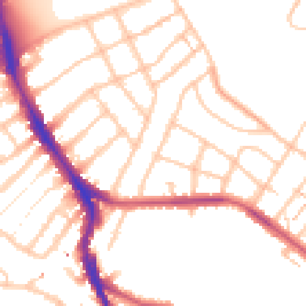 Daytime road noise heatmap for SW16 3AB