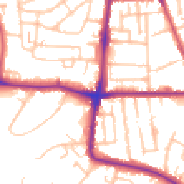 Daytime road noise heatmap for SW16 3AR