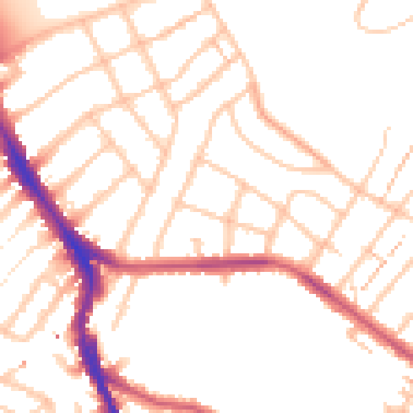Daytime road noise heatmap for SW16 3BD