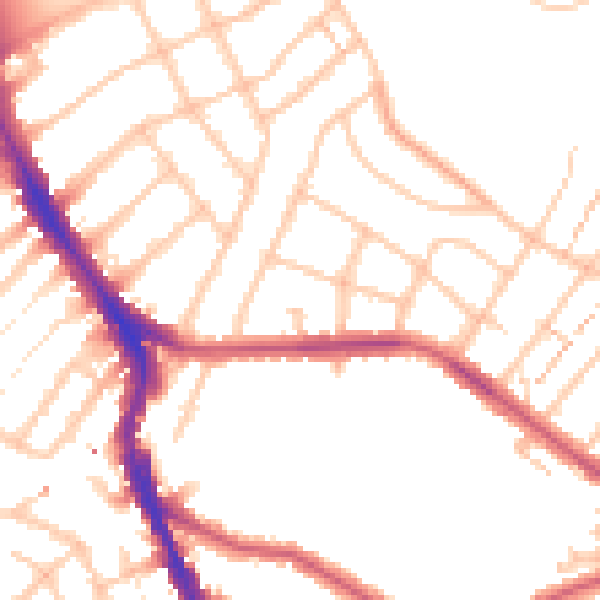 Daytime road noise heatmap for SW16 3BP