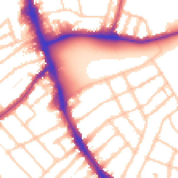 Daytime road noise heatmap for SW16 3BT
