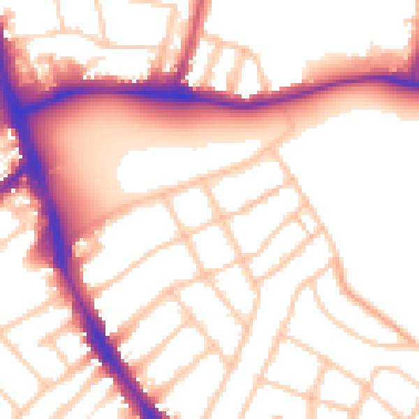 Daytime road noise heatmap for SW16 3DE