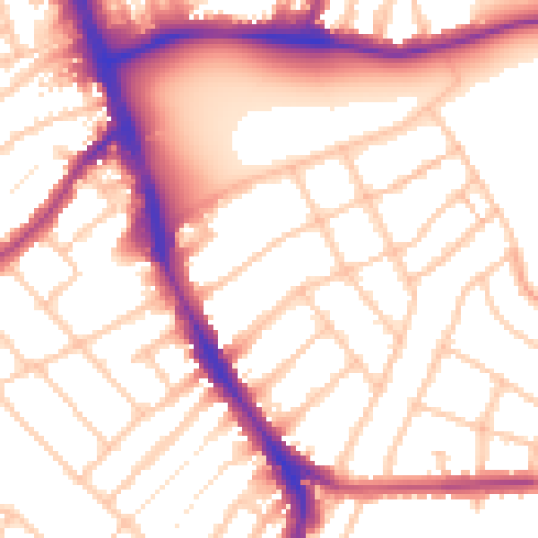 Daytime road noise heatmap for SW16 3DL