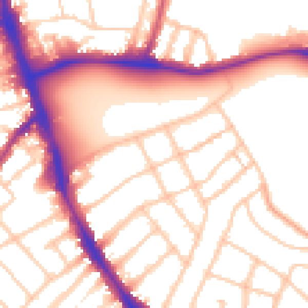 Daytime road noise heatmap for SW16 3DW