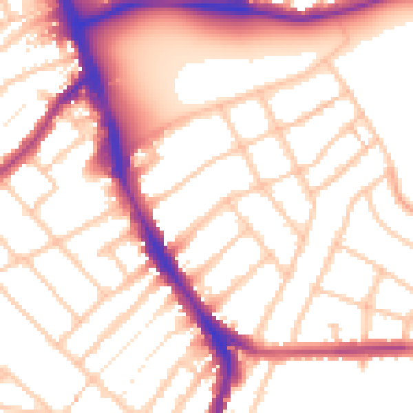 Daytime road noise heatmap for SW16 3DY