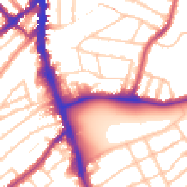 Daytime road noise heatmap for SW16 3HG