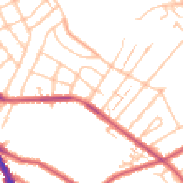 Daytime road noise heatmap for SW16 3JL