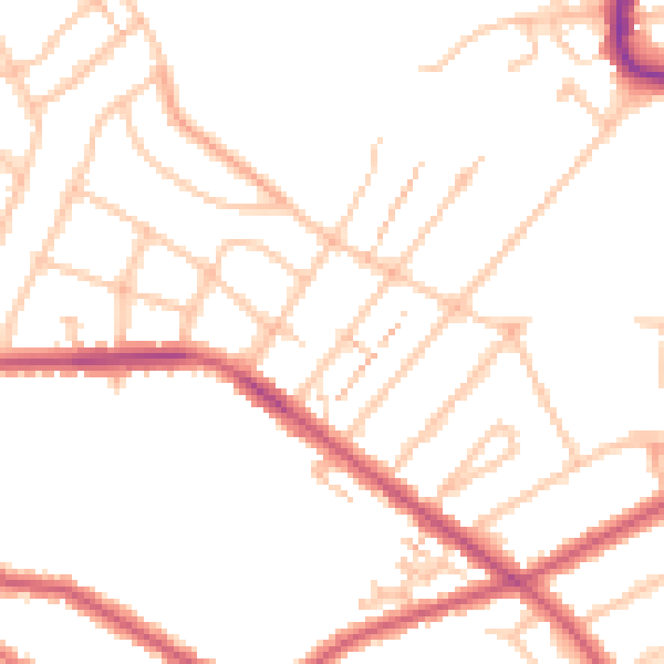 Daytime road noise heatmap for SW16 3JY