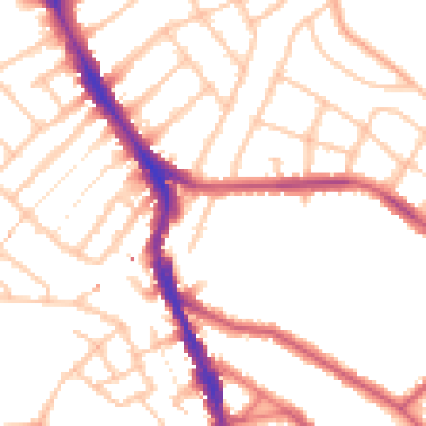 Daytime road noise heatmap for SW16 3LT