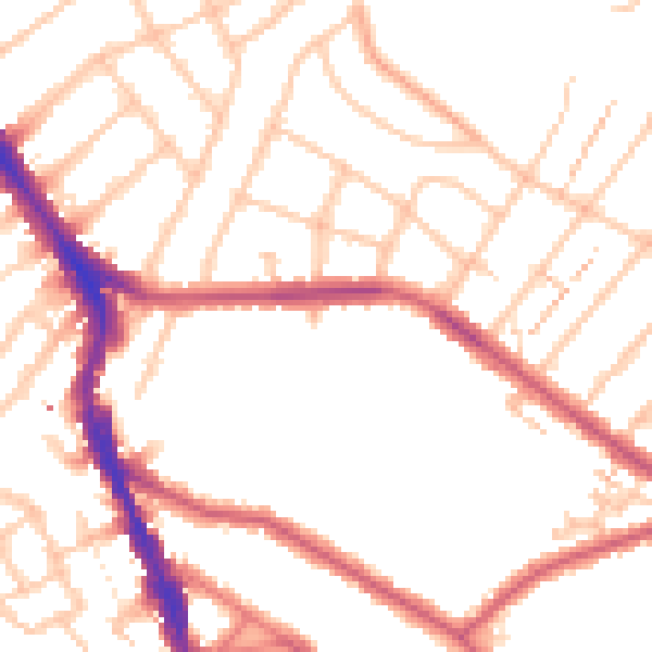Daytime road noise heatmap for SW16 3LX