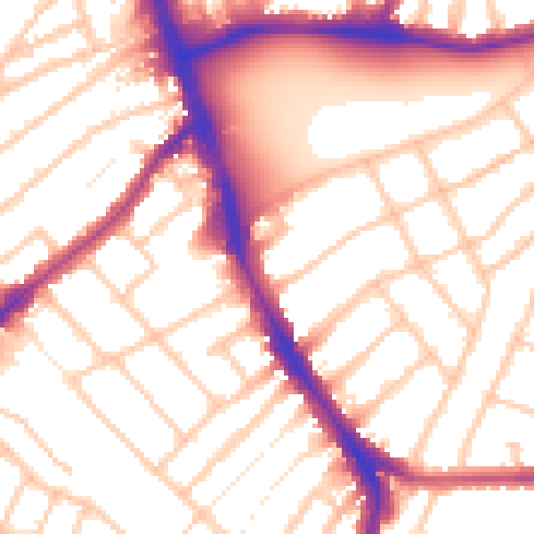 Daytime road noise heatmap for SW16 3NW
