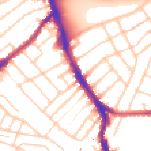 Daytime road noise heatmap for SW16 3QF