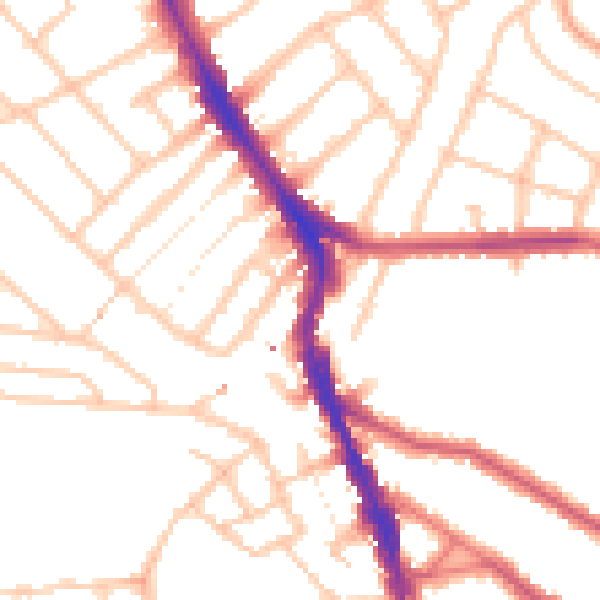 Daytime road noise heatmap for SW16 3QL