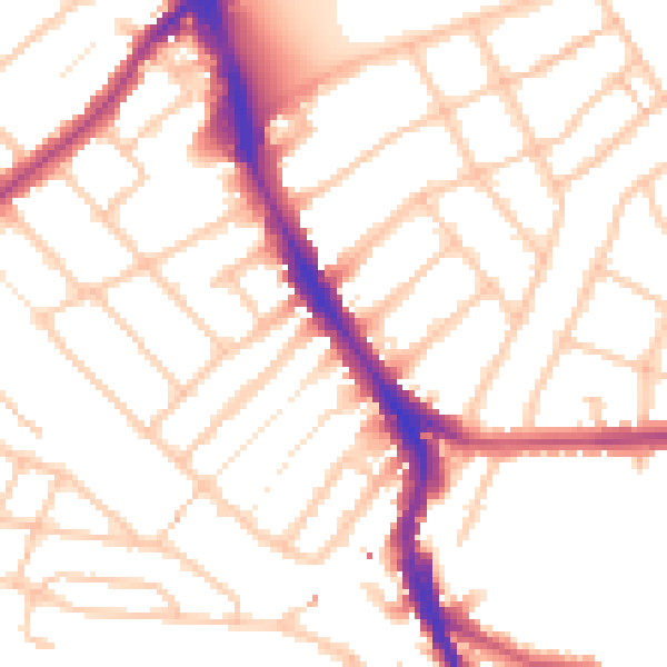 Daytime road noise heatmap for SW16 3QQ
