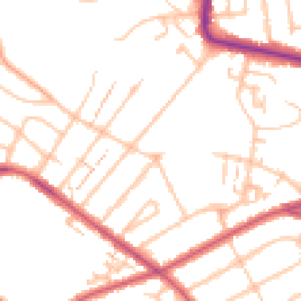 Daytime road noise heatmap for SW16 3RX