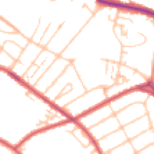 Daytime road noise heatmap for SW16 3RY