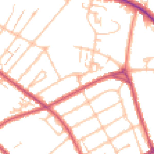 Daytime road noise heatmap for SW16 3SD