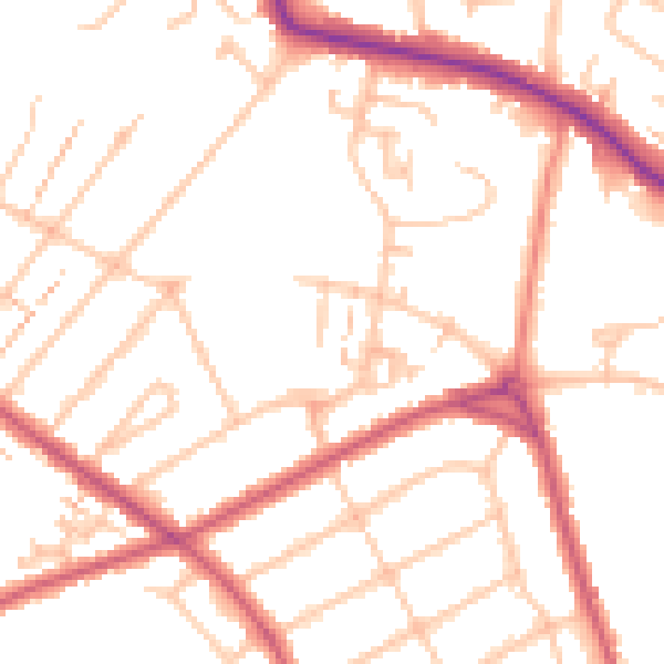 Daytime road noise heatmap for SW16 3SE