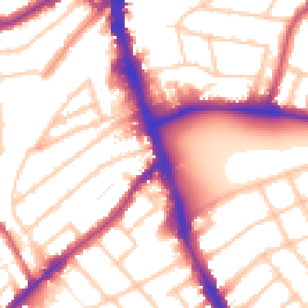 Daytime road noise heatmap for SW16 3SN