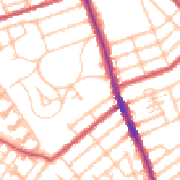 Daytime road noise heatmap for SW16 4AB