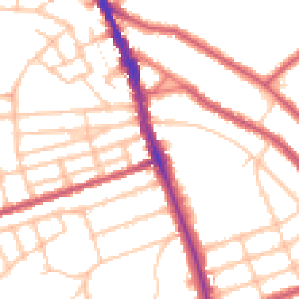 Daytime road noise heatmap for SW16 4BE