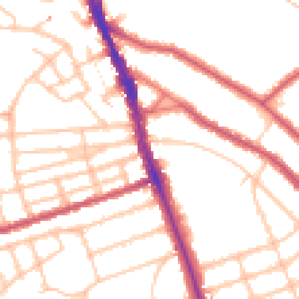 Daytime road noise heatmap for SW16 4DG