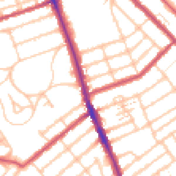 Daytime road noise heatmap for SW16 4DT