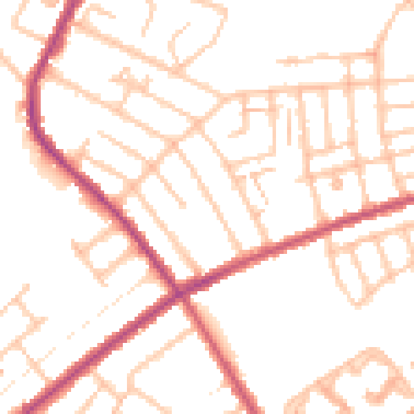 Daytime road noise heatmap for SW16 4HB