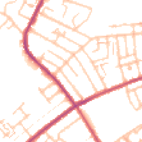 Daytime road noise heatmap for SW16 4HN