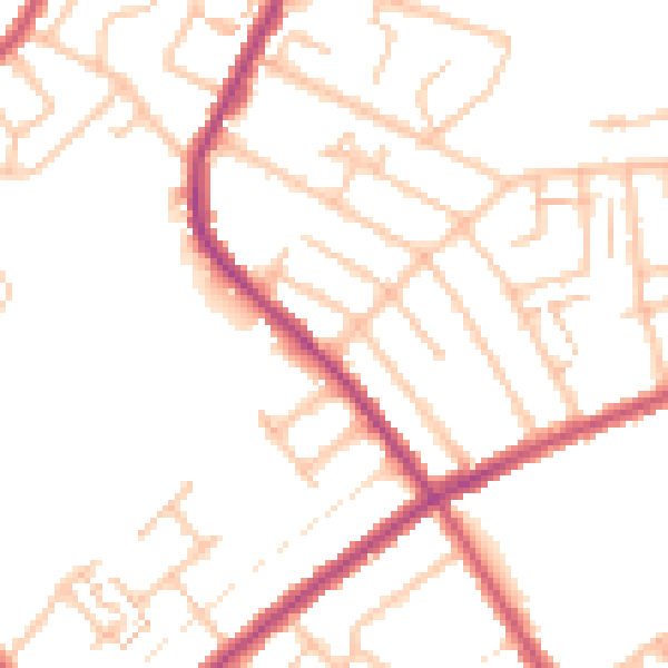 Daytime road noise heatmap for SW16 4HQ