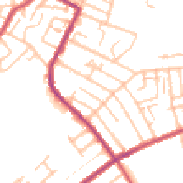 Daytime road noise heatmap for SW16 4HW