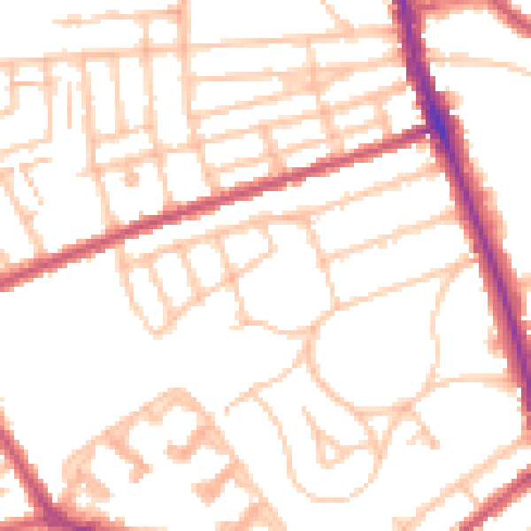 Daytime road noise heatmap for SW16 4JD