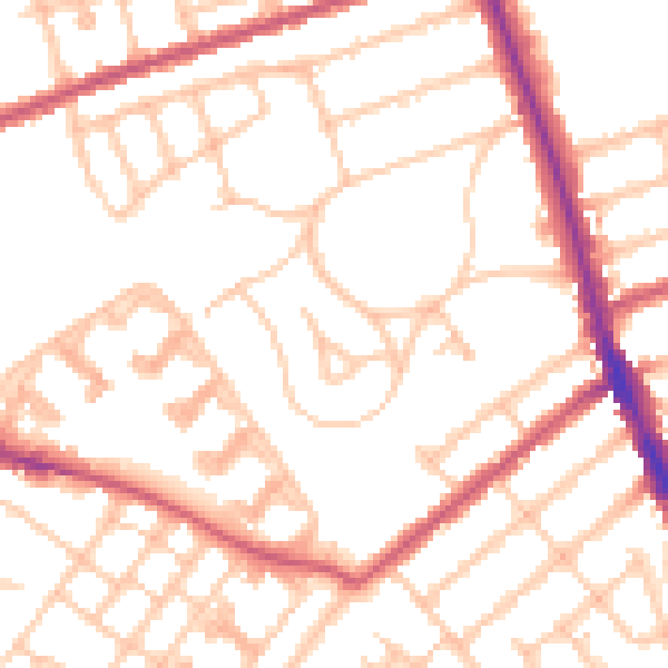 Daytime road noise heatmap for SW16 4LT