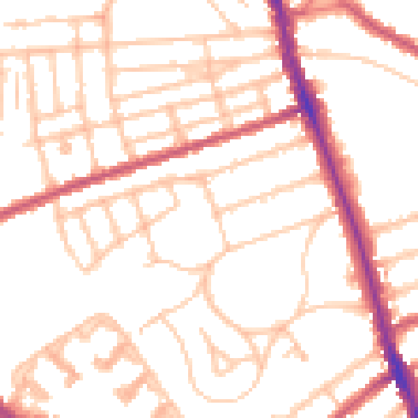 Daytime road noise heatmap for SW16 4NW