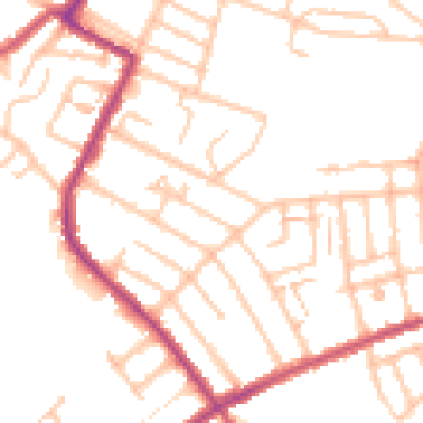 Daytime road noise heatmap for SW16 4QL