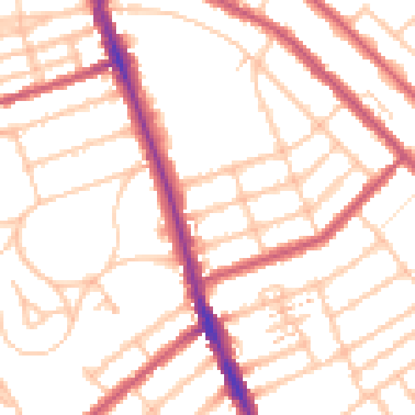 Daytime road noise heatmap for SW16 4RX