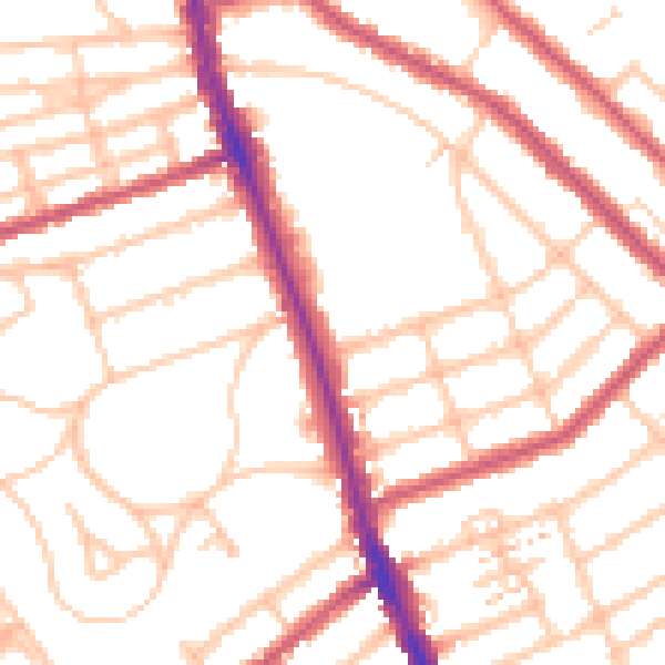 Daytime road noise heatmap for SW16 4SF