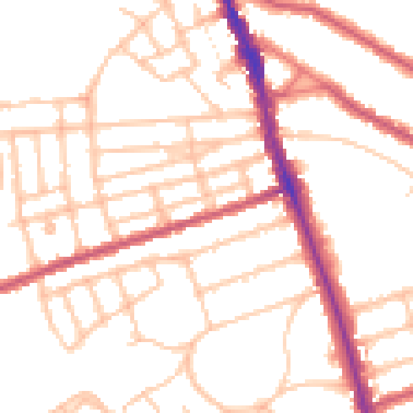 Daytime road noise heatmap for SW16 4SN