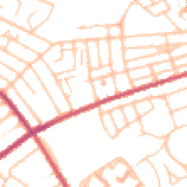 Daytime road noise heatmap for SW16 4TX