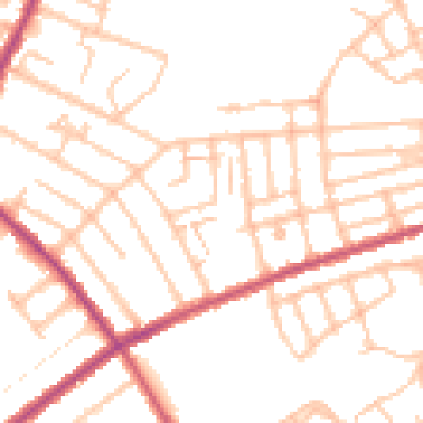 Daytime road noise heatmap for SW16 4UB