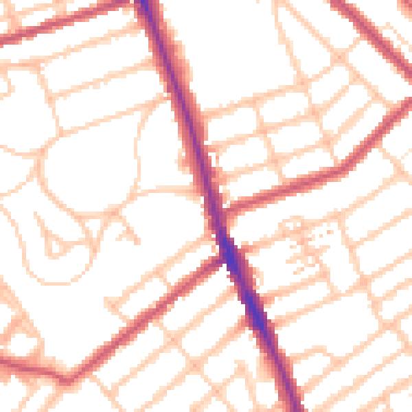 Daytime road noise heatmap for SW16 4XD